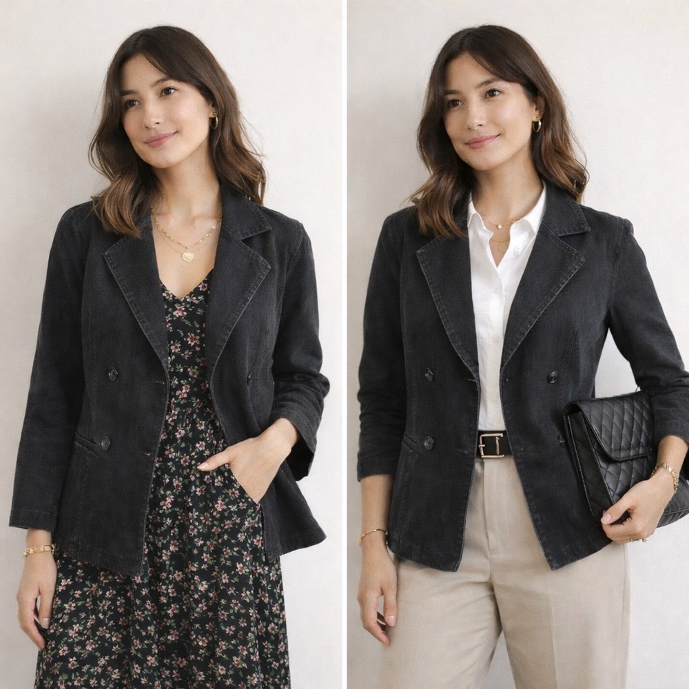 DG2 by Diane Gilman Black Jean Jacket Fitted Style